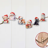 Christmas Cats Decorative Wooden Clip-on Ornaments of 6 by G. Debrekht - Christmas Decor - 8090016C-S6