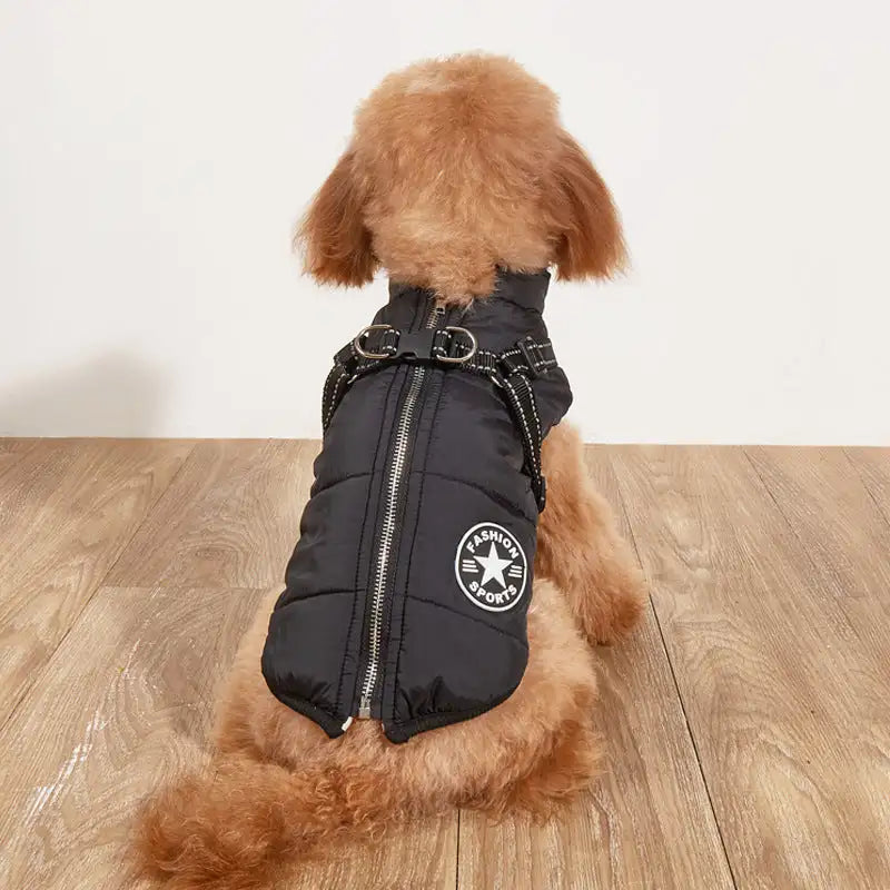 Pet Warm Dog Cotton-padded Clothes Fleece-lined Thickened Reflective Gallus - Lootquake