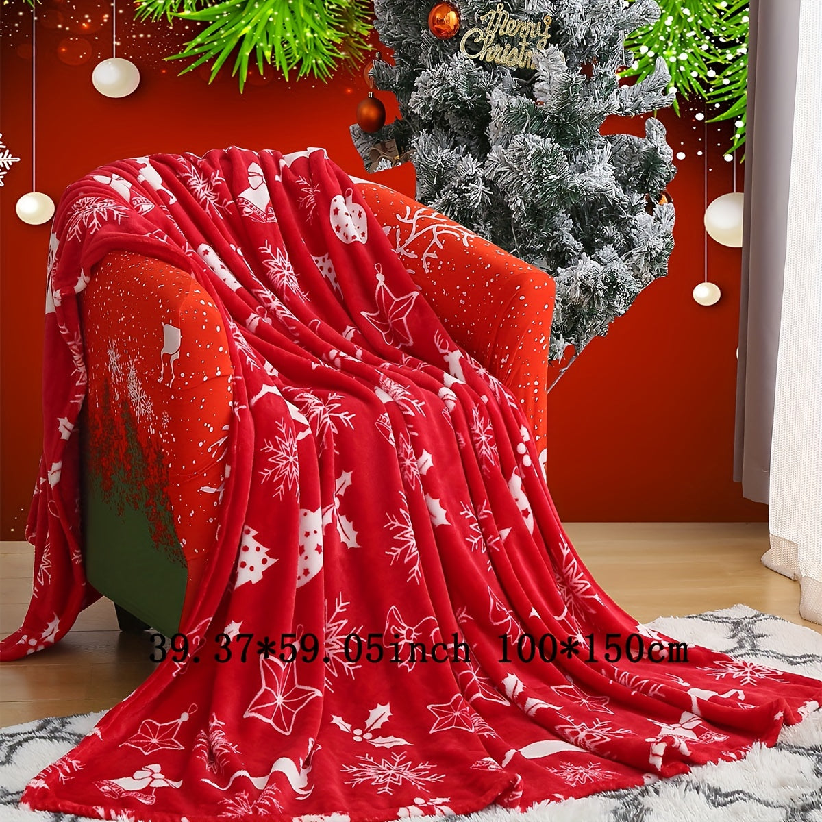 1 manta navideña de felpa, suave y cómoda, ideal para sofá, oficina, cama, camping, viajes, regalo de Navidad.