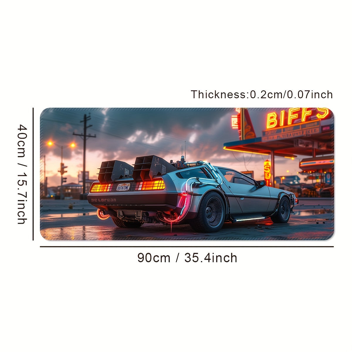 Ultra-Sleek Silvery Sports Car Design Large Gaming Mouse Pad - Extended, Thick, Non-Slip Rubber Desk Mat With Precision Stitched Edges - Washable & Durable