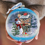 Hot Cocoa Magic - Frosty Fun Lg Glass Ornament by D. Gelsinger - Christmas Santa Snowman Decor - 73935-DG