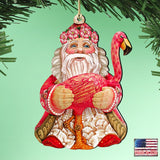 Flamingo Santa Christmas Wooden Ornaments by G. DeBrekht - Christmas Santa Snowman Decor - 8117835