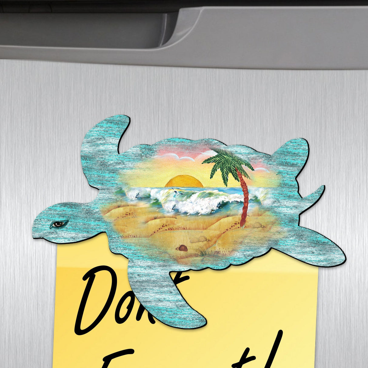 Juego de 3 imanes costeros rústicos con forma de tortuga marina para refrigerador