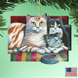 Dinner N Movie Cat Wooden Ornaments by Laura Seeley - Pets Dog and Cats Decor - 8512069-LS