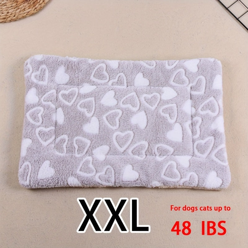 Manta rectangular para mascotas, resistente a la suciedad y para todas las estaciones - Cómoda cama con estampado de pata de perro y corazón (1 unidad)