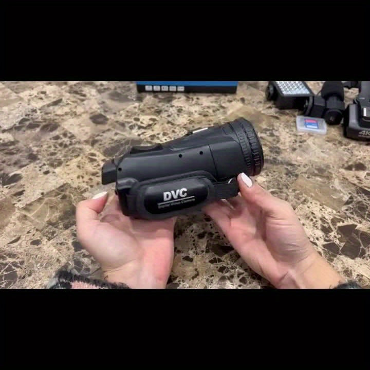 Cámara de video 6K de 64 MP con zoom de 18x, visión nocturna por infrarrojos, pantalla táctil de 4 pulgadas, wifi, micrófono y control remoto.