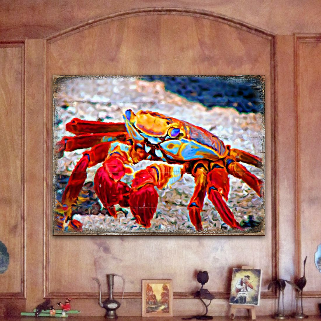Crab Wood Wooden Coastal Wall Art by Nature Wonders - Coastal Sea-Life Decor - 95265B