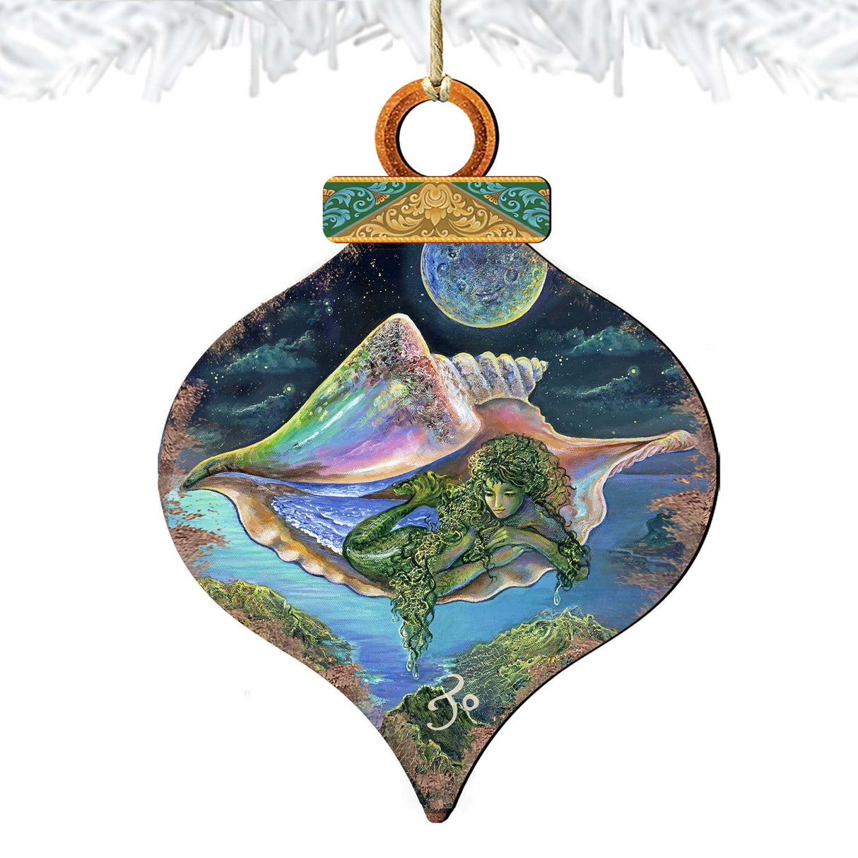 Sea View Shell Wooden Ornaments by Josephine Wall - Coastal Sea-Life Decor - 845621-JW