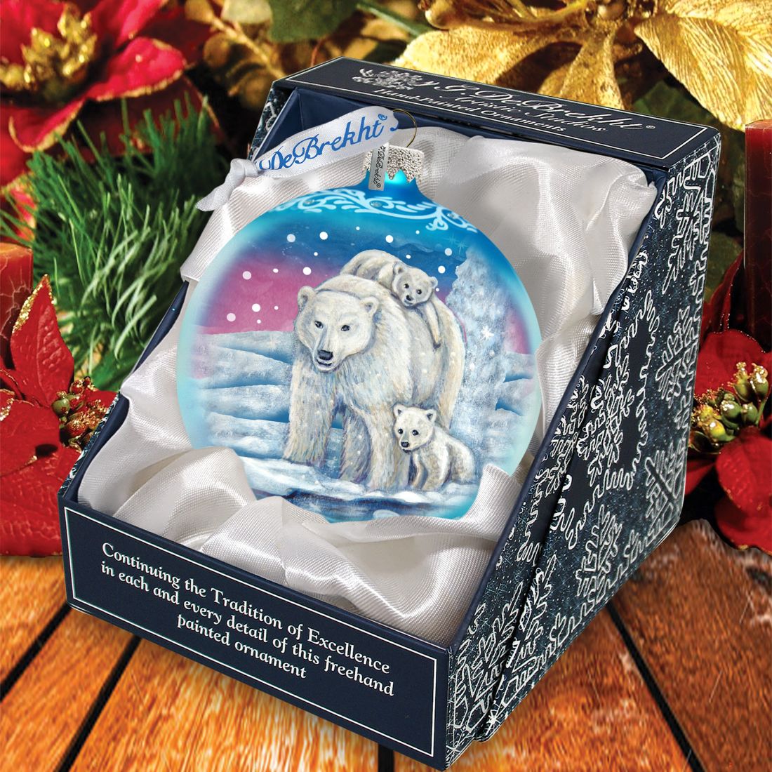 Polar Family Ball Glass Ornament by G. DeBrekht - Wildlife Holiday Decor - 73322
