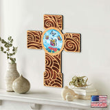 New Life Butterfly Modern Wooden Cross by Museum Icons - Inspirational Icon Decor - 88290