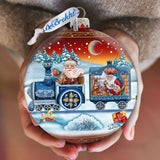 Express Train Ball Red Glass Ornament Limited Edition by G. DeBrekht - Christmas Santa Snowman Decor - 73873R