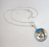 Collar con colgante de nácar bañado en plata con reno real - 44034