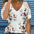 Women's V-neck Floral Print Contrasting Lace Off Shoulder Top - Lootquake