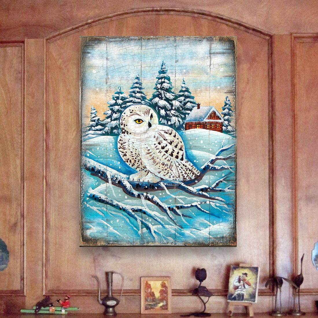 Lokki Owl Art Wooden Wall Art by Nature Wonders - Nature Wildlife Decor  - 95213B