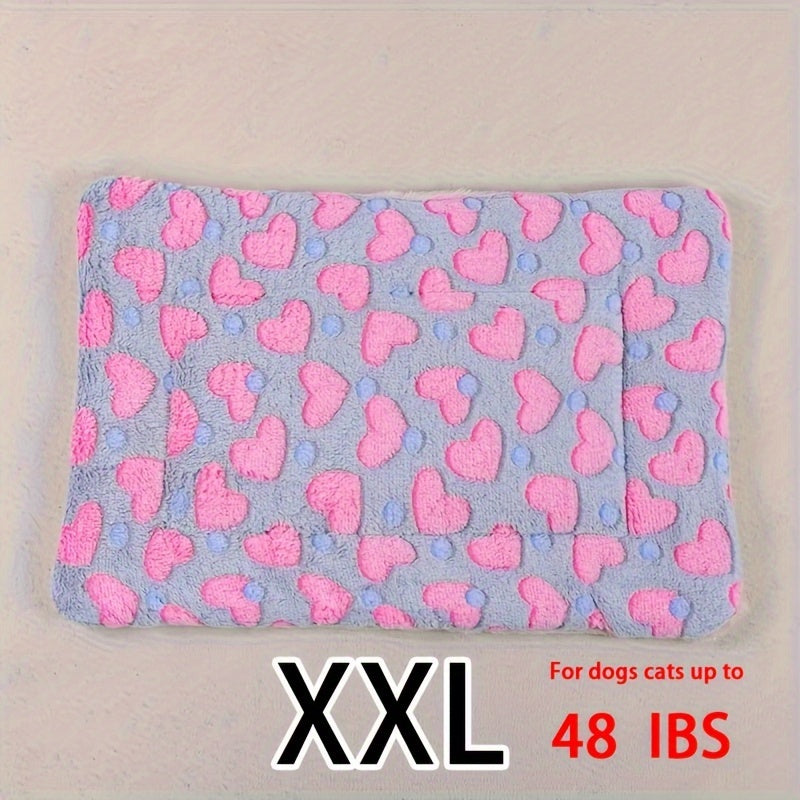 Manta rectangular para mascotas, resistente a la suciedad y para todas las estaciones - Cómoda cama con estampado de pata de perro y corazón (1 unidad)