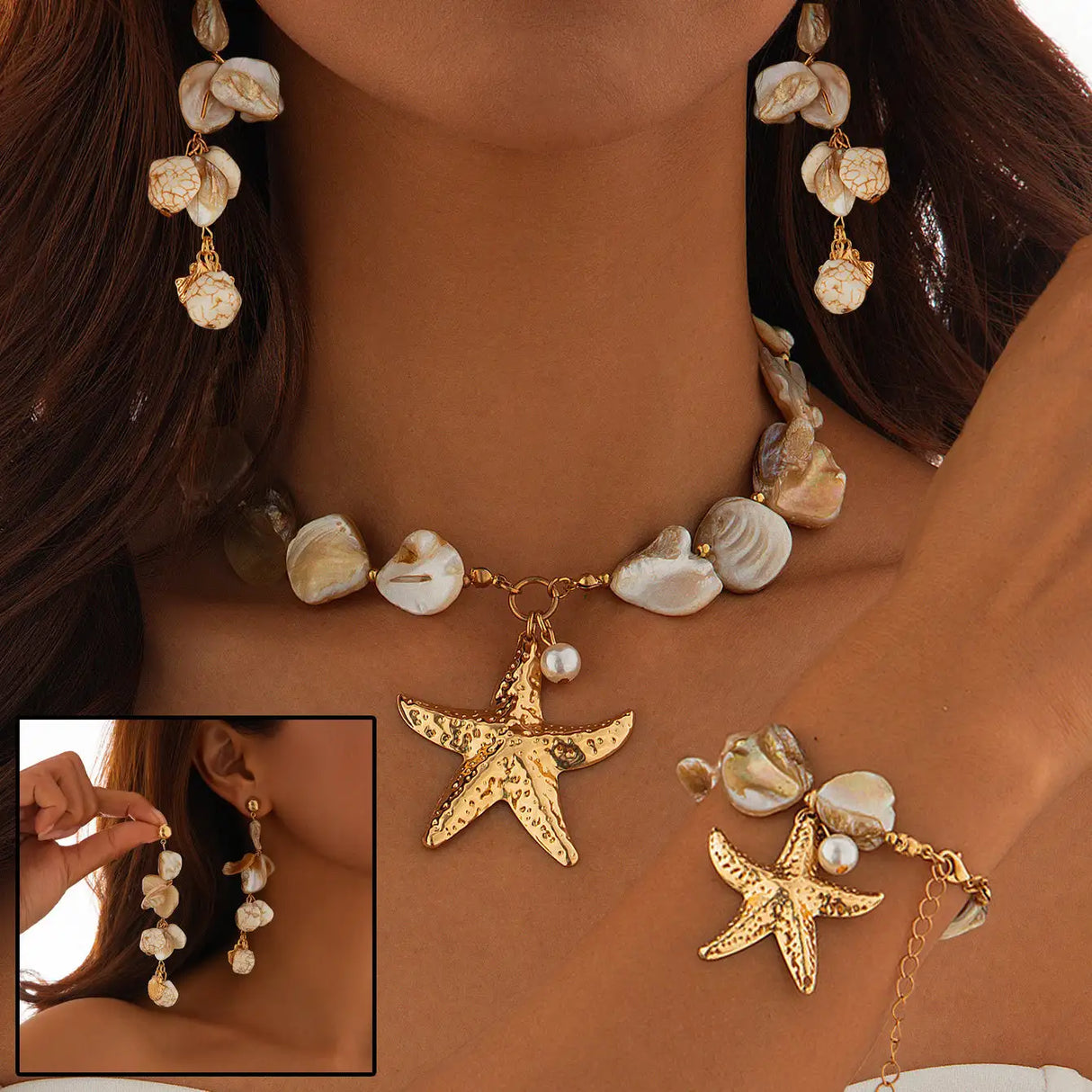 Classic Conch Pendant Necklace For Women Bohemian Starfish Beaded Choker Necklace Summer Beach Neck Fashion Jewelry - Lootquake