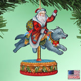 Carousel Wolf Christmas Wooden Ornaments by G. DeBrekht - Carousel Holiday Decor - 8114049