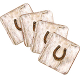Juego de 4 posavasos de corcho de madera con diseño de herraduras de Nature Wonders - Decoración de vida silvestre - 8198622C-S4