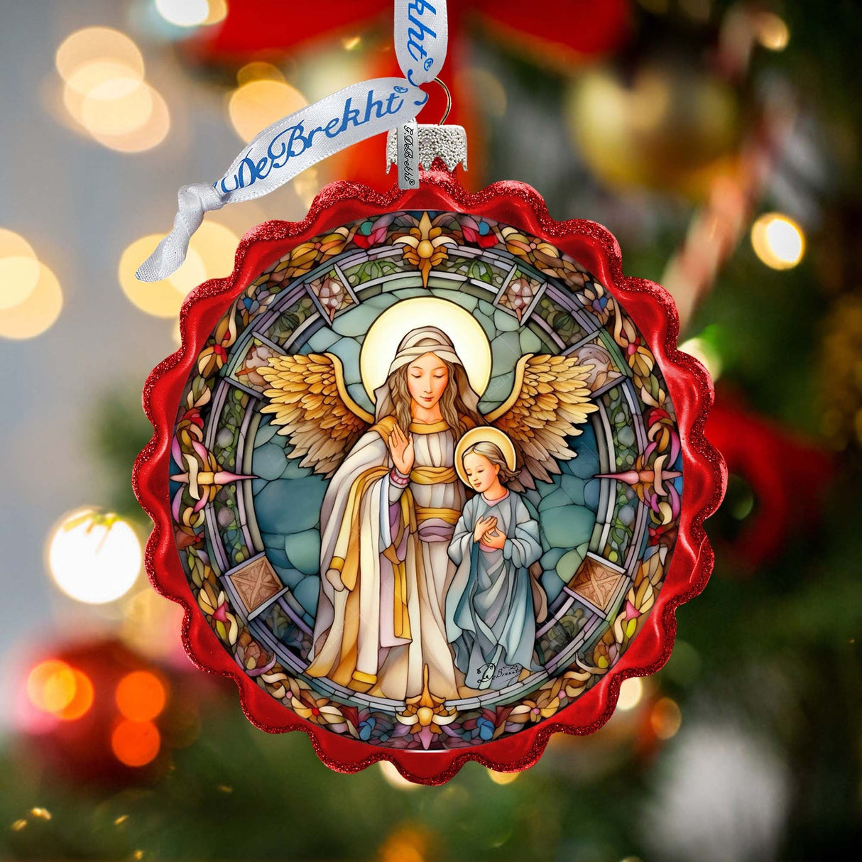 Adorno de cristal con forma de corona de ángel de la guarda de G. Debrekht - Decoración navideña - 759-053