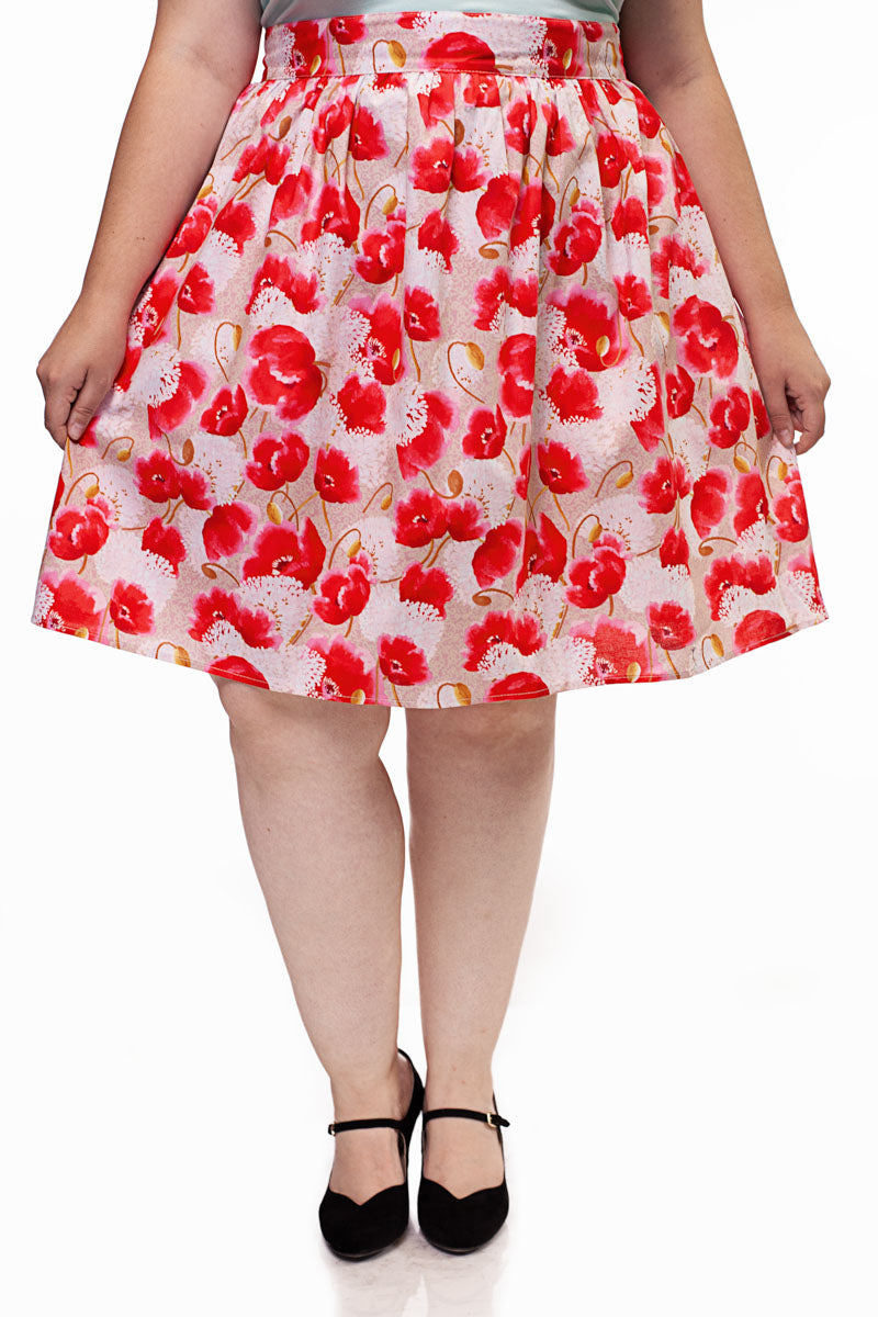 Pink Floral A-line Skirt - Small only