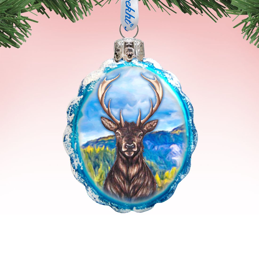 Adorno de vidrio de mercurio con forma de caribú de G. DeBrekht - Decoración navideña con vida silvestre - 771057