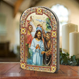 Christening Wooden Gold Plated Religious Christian Sacred Icon - Inspirational Icon Decor - 86043