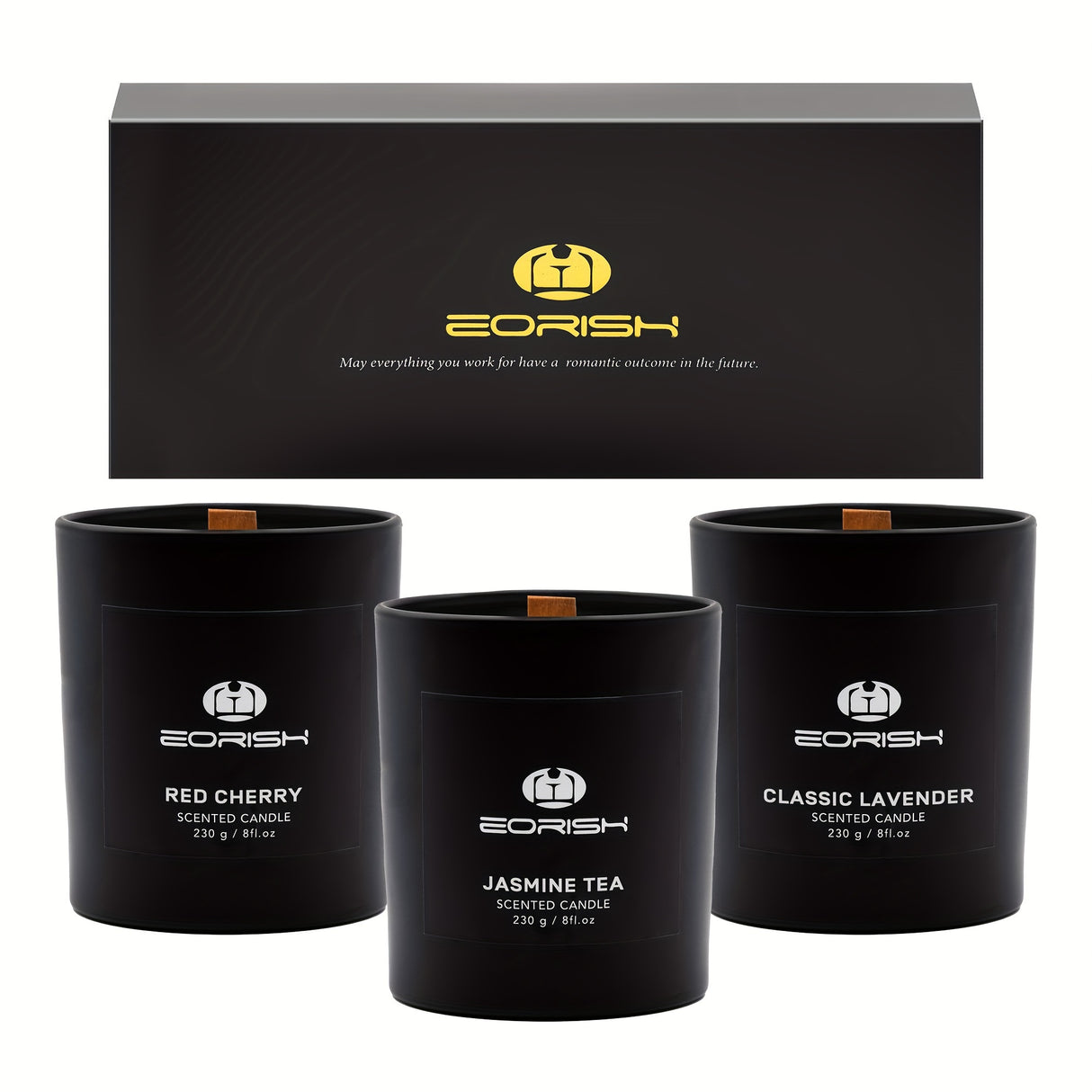 Luxury Candle Gift Set For Women, Strong Scented Candle Set, Black Candles Gifts, 3 Pack, 24oz, Burning 150 Hours