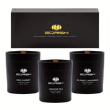 Luxury Candle Gift Set For Women, Strong Scented Candle Set, Black Candles Gifts, 3 Pack, 24oz, Burning 150 Hours