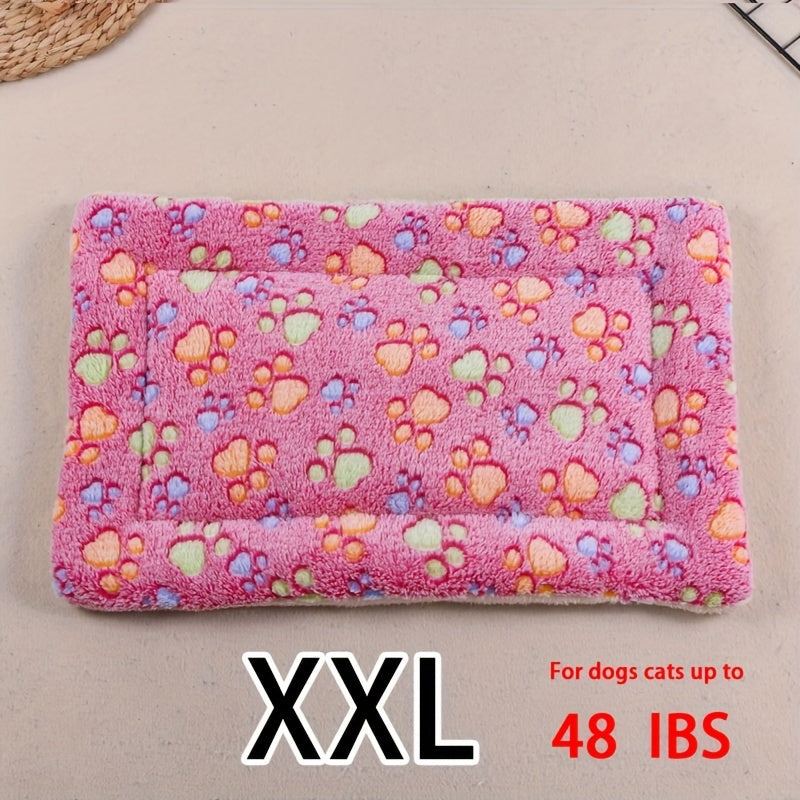 Manta rectangular para mascotas, resistente a la suciedad y para todas las estaciones - Cómoda cama con estampado de pata de perro y corazón (1 unidad)