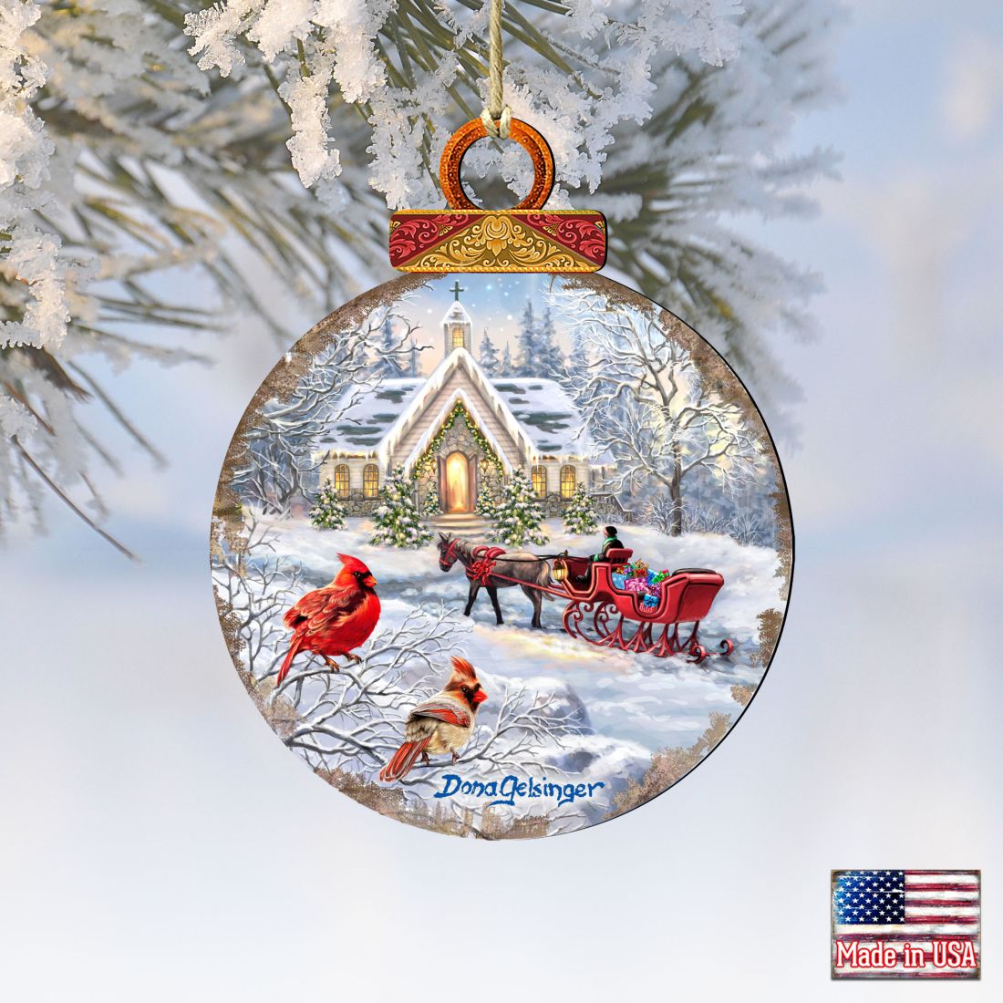 Adornos de madera con forma de trineo de Gelsinger - Decoración navideña - 8021129-DG