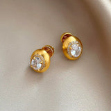 Silver Needle Micro Inlaid Zircon Brushed Geometric Ear Studs - Lootquake