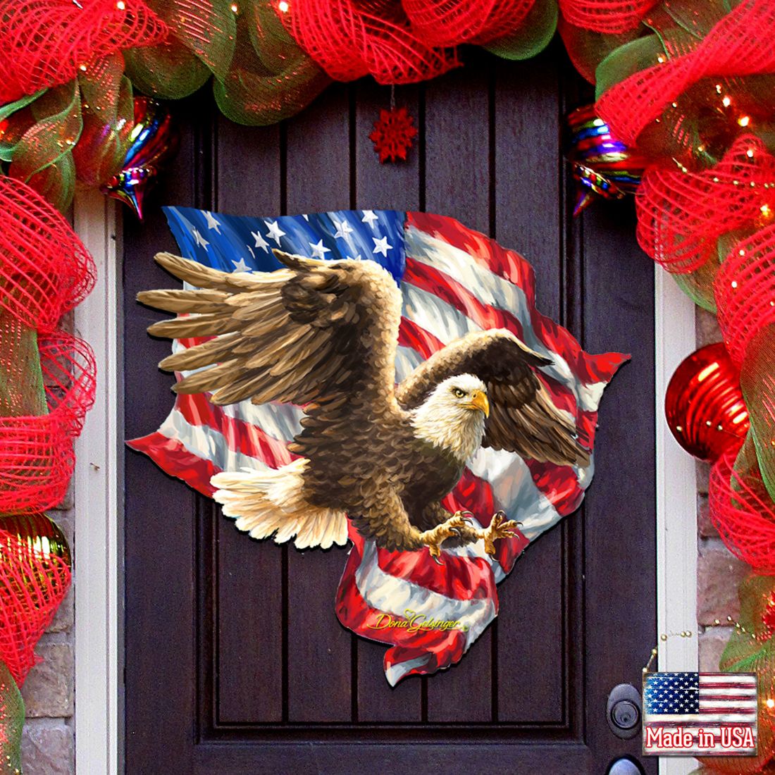 Decoración navideña para puerta con águila americana de D. Gelsinger - Decoración navideña americana - 8461052H-1432
