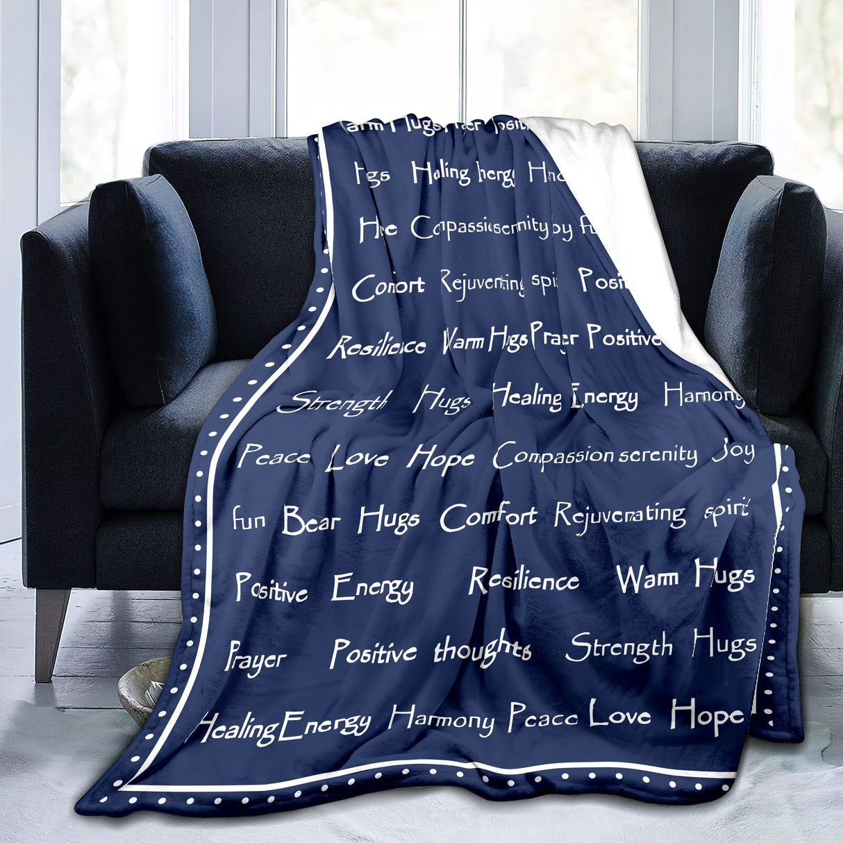 Cozy Blue Encouragement Hug Blanket - Soft Flannel, Inspirational Print For Rehab & Comfort, Perfect For Naps, Camping, And Gifting To Friends & Family