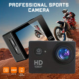Compact 1080P Full HD Action Camera with 2" LCD Screen & 5MP Resolution -, 170° Wide-Angle Lens, 900mAh Rechargeable Battery - Ideal for Diving, Surfing, Cycling & Outdoor Adventures - Black
