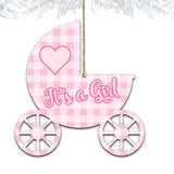 Its A Girl Wooden Ornaments Birthday Decor - Tree Ornament by G. DeBrekht - Christmas Decor - 8114045