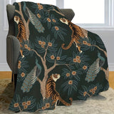 51x59 inches Vibrant Tiger and Peacock Print Flannel Throw Blanket - Throws with Hypoallergenic Polyester Fiber, Soft Multipurpose Knitted Design for All Seasons, Space Theme Decorative Bedding with Easy Dry Clean Care and St