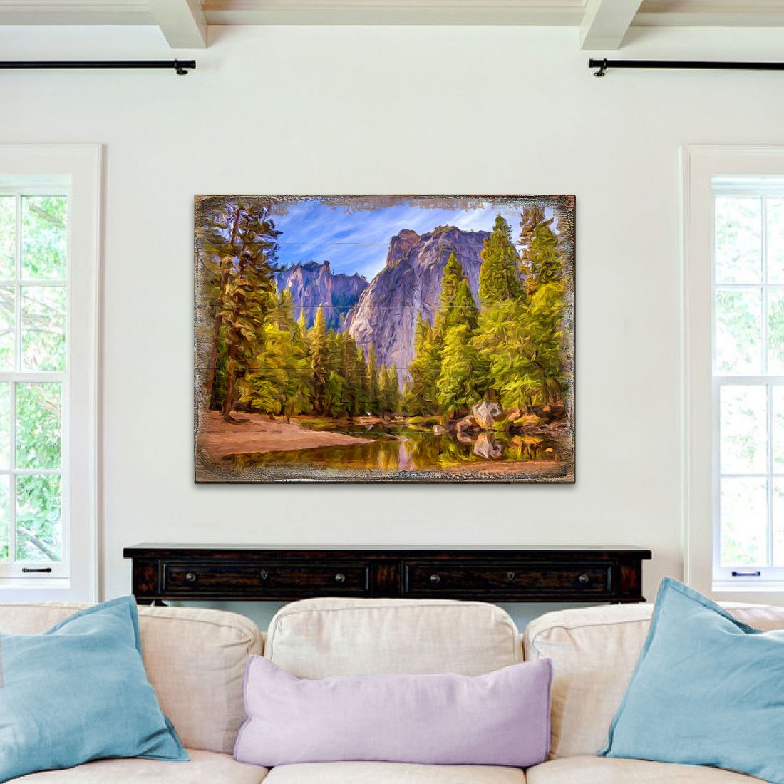 Arte mural de madera con lago forestal de Nature Wonders - Decoración de vida silvestre - 95238B