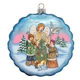 Winter Blessing Flower Glass Ornament by G. DeBrekht - Christmas Santa Snowman Decor - 759-021
