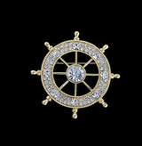 Navy Style Diamond Studded Rudder Brooch - Lootquake