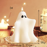 Vela artesanal con aroma a fantasma de Halloween: aroma a lavanda, mecha única, diseño de tarro con detalle de lazo.