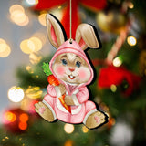 Carrot Baby Pink Bunny Wooden Ornaments by G.DeBrekht - Easter Spring Decor - 815432-3