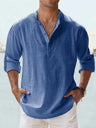 Men's Linen Stand-up Collar Long Sleeve T-shirt Loose Undershirt - Lootquake