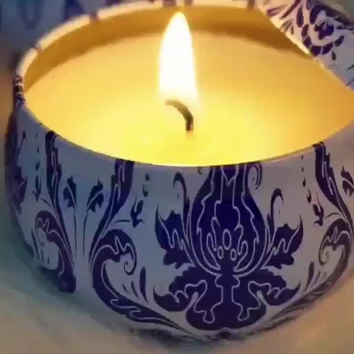 16pcs Blue And White Porcelain Scented Candle Smokeless, No Drip, Elegant Romantic Candle, Suitable For Family, Swimming Pool, Sabbath, Wedding, Church, Also Very Suitable For Halloween, Thanksgiving, Valentine'S Day And So O