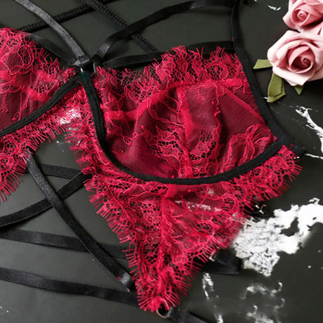 Women's Bundled Three Point Garter Lingerie Set - Lootquake