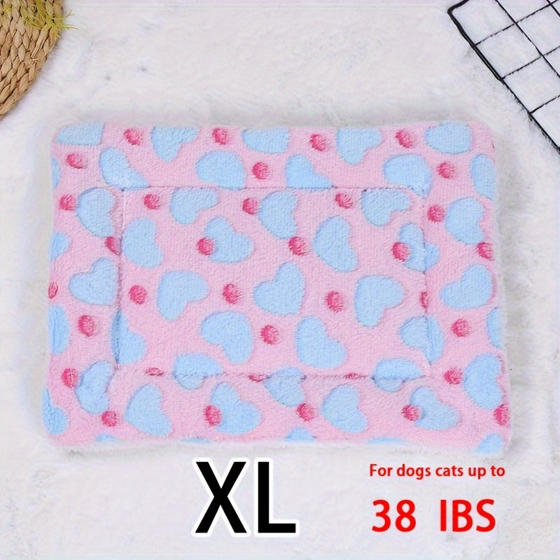 Manta rectangular para mascotas, resistente a la suciedad y para todas las estaciones - Cómoda cama con estampado de pata de perro y corazón (1 unidad)