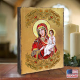 Icono sagrado ortodoxo religioso de madera bañado en oro de la Virgen María Directora - Decoración inspiradora - 85029