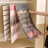Sac de rangement pour sous-vêtements double face - Solution de rangement polyvalente pour lingerie et chaussettes, design compact et adapté aux voyages, avec fonction d'accrochage facile