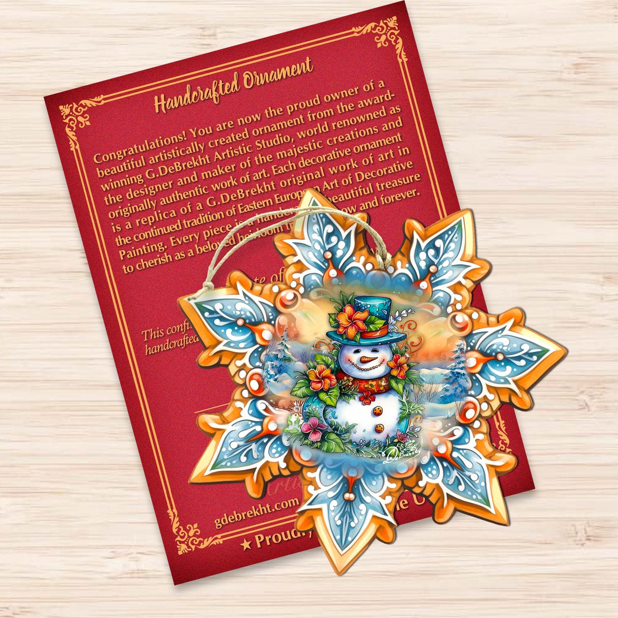 Adornos de madera con forma de copo de nieve de G. Debrekht - Decoración navideña de Papá Noel - 8688425