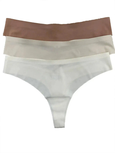 Panties Set Women Seamless Panties Sexy Low-Waist G-String Thong Ice Silk Underwear Hollow Out T-Back Solid Bandage Female Lingerie - Lootquake