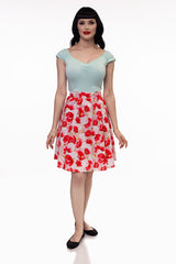 Pink Floral A-line Skirt - Small only
